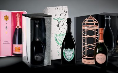 Des bouteilles de Champagne élégamment habillées et conditionnées dans un emballage chic !