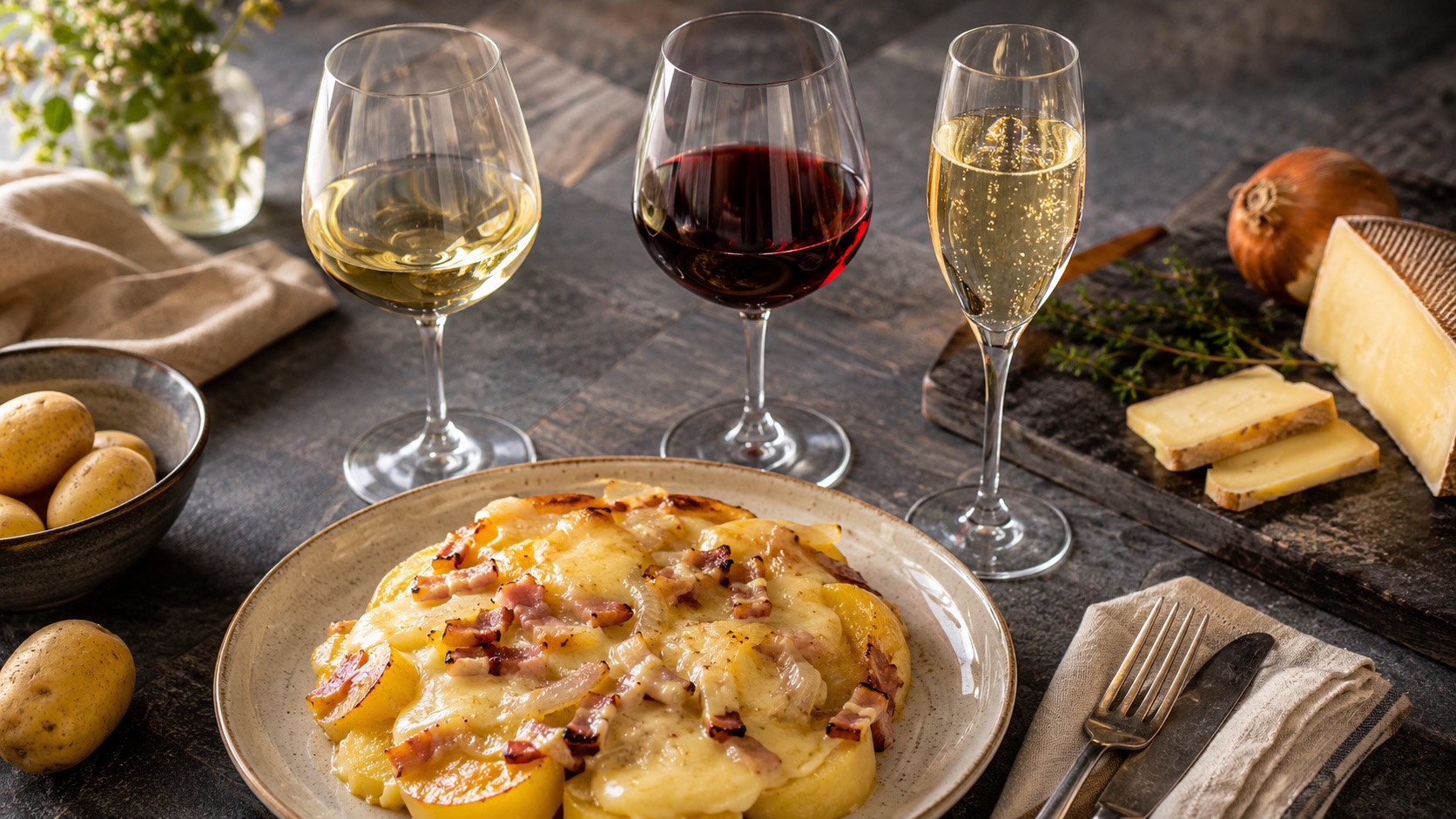 suggestion vins pour accompagner un plat de tartiflette fromage